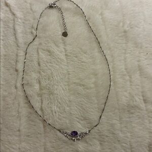 Silver and Purple Gemstone Necklace